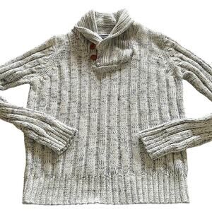 Springfield Mens Small Blue & White Cotton Knit Sweater Marled Pullover Y2K